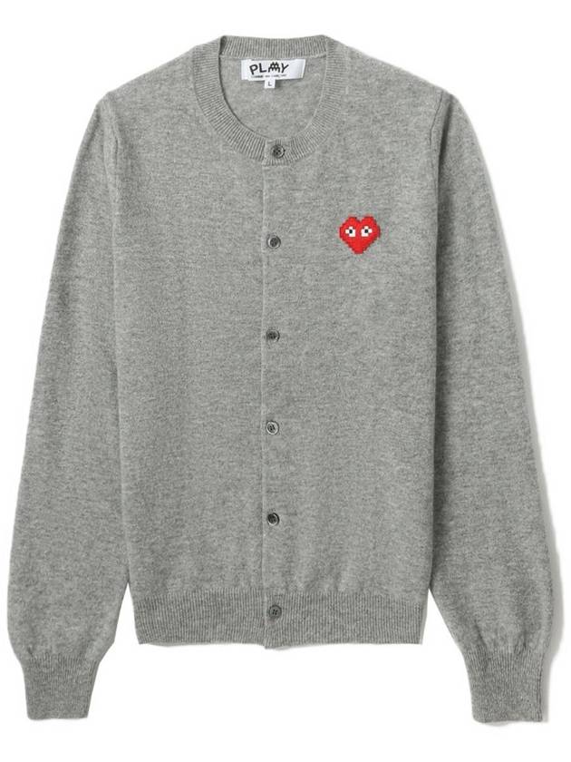 Invader Heart Wool Cardigan Grey - COMME DES GARCONS - BALAAN 3