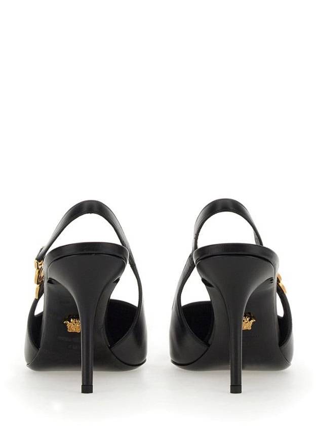 Medusa Detail Calf Leather Slingback Heels Black - VERSACE - BALAAN 5