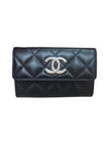 Gold Hardware Flap Grain Shiny Calfskin Card Wallet Black - CHANEL - BALAAN 1