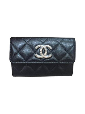 Gold Hardware Flap Grain Shiny Calfskin Card Wallet Black - CHANEL - BALAAN 1