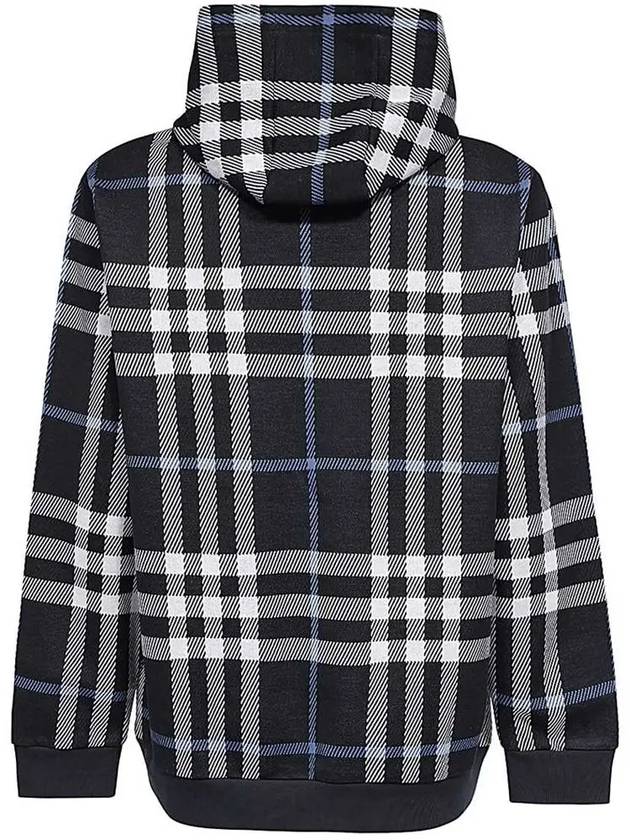 Check Cotton Jacquard Hoodie White Dark Blue - BURBERRY - BALAAN 4