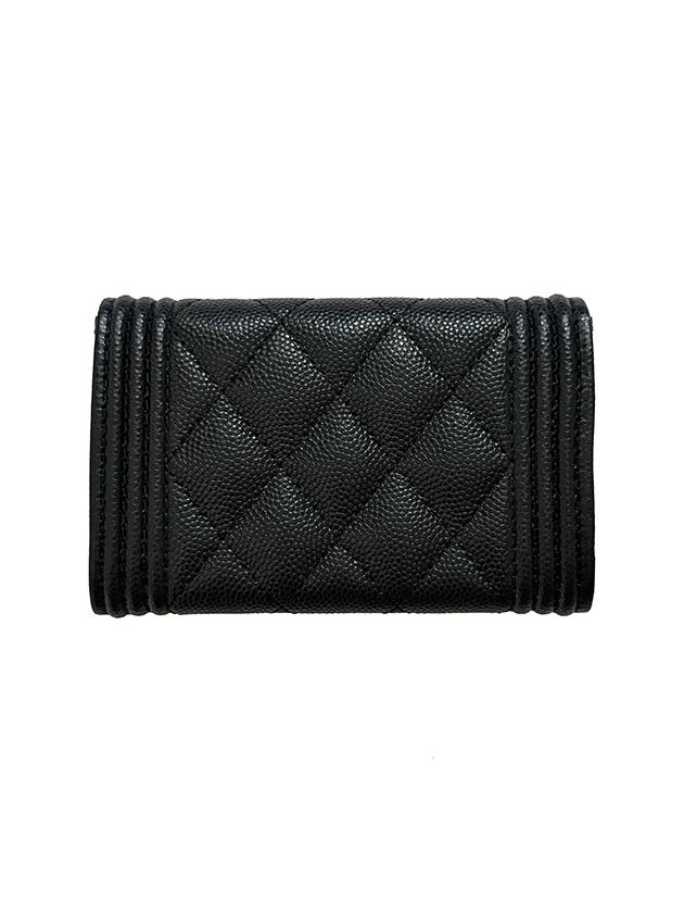 Boy  Flap Card Holder Grained Calfskin Gold Black - CHANEL - BALAAN 3