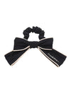 Chanel Logo Ribbon Bow Silk Scrunchie Black - CHANEL - BALAAN 1