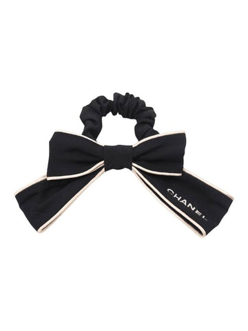 Logo Ribbon Silk Scrunch Hairband Black - CHANEL - BALAAN 1