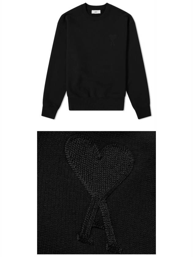 Tone On Tone Big Heart Logo Sweatshirt Black - AMI - BALAAN 5