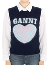 Logo Heart Gilet Vest Navy - GANNI - BALAAN 3