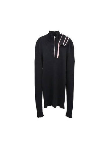 Y PROJECT Panel detail long sleeve half zip up knit MPULL75 S24 Y59 BLACK - Y/PROJECT - BALAAN 1