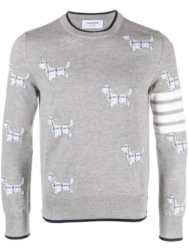 Hector Intarsia Crew Neck Knit Top Grey - THOM BROWNE - BALAAN 1