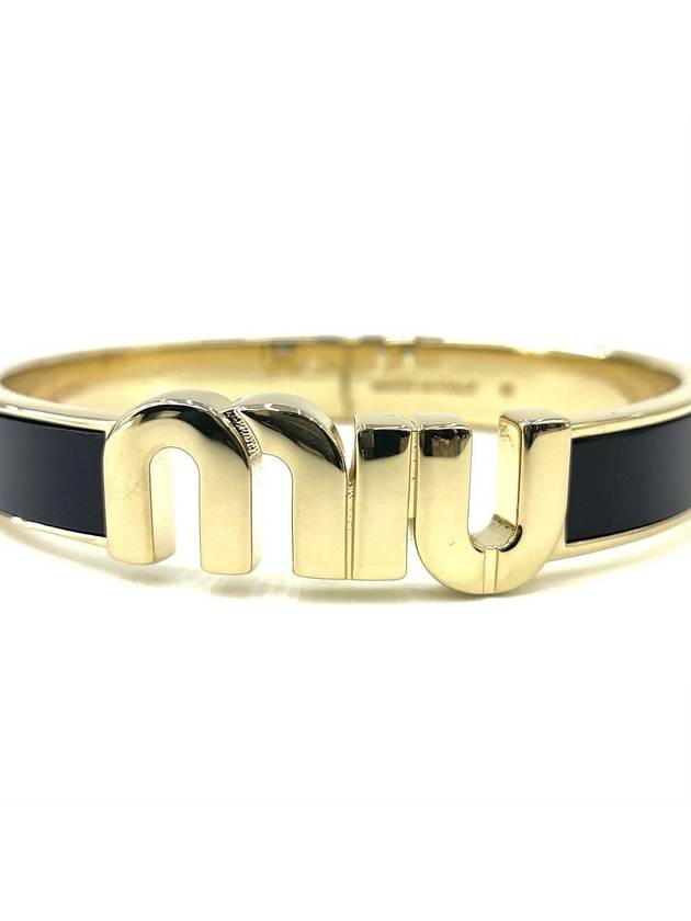 Enamel Metal Logo Bracelet Black - MIU MIU - BALAAN 5