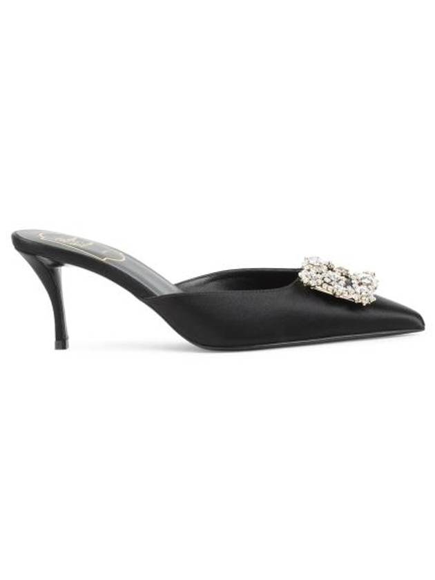 Efflorescence Satin Heel Mule Black - ROGER VIVIER - BALAAN 1