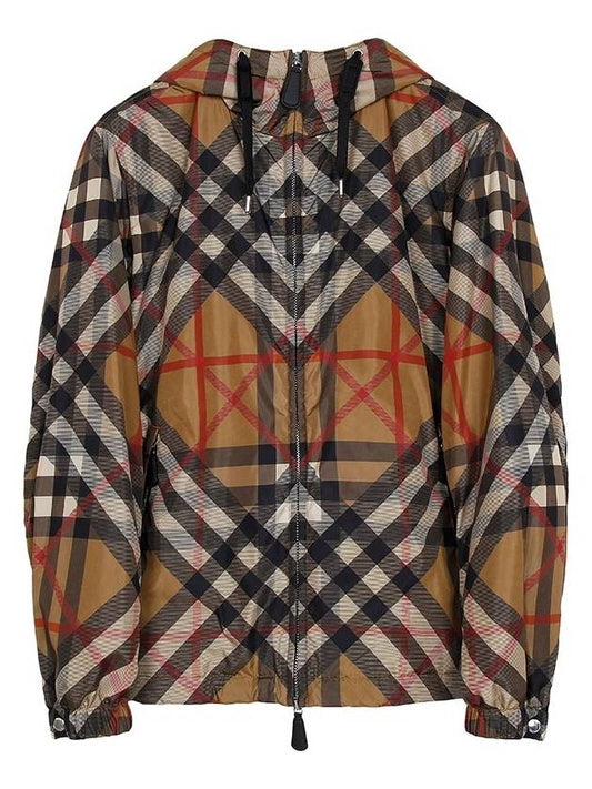 Layered Check Nylon Hooded Jacket Archive Beige - BURBERRY - BALAAN 2