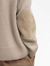 V-Neck Knit Wool Cashmere Cardigan Beige - AMI - BALAAN 4