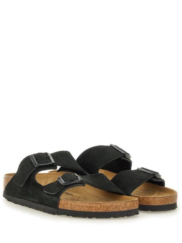 Arizona Suede Leather Slippers Black - BIRKENSTOCK - BALAAN 3