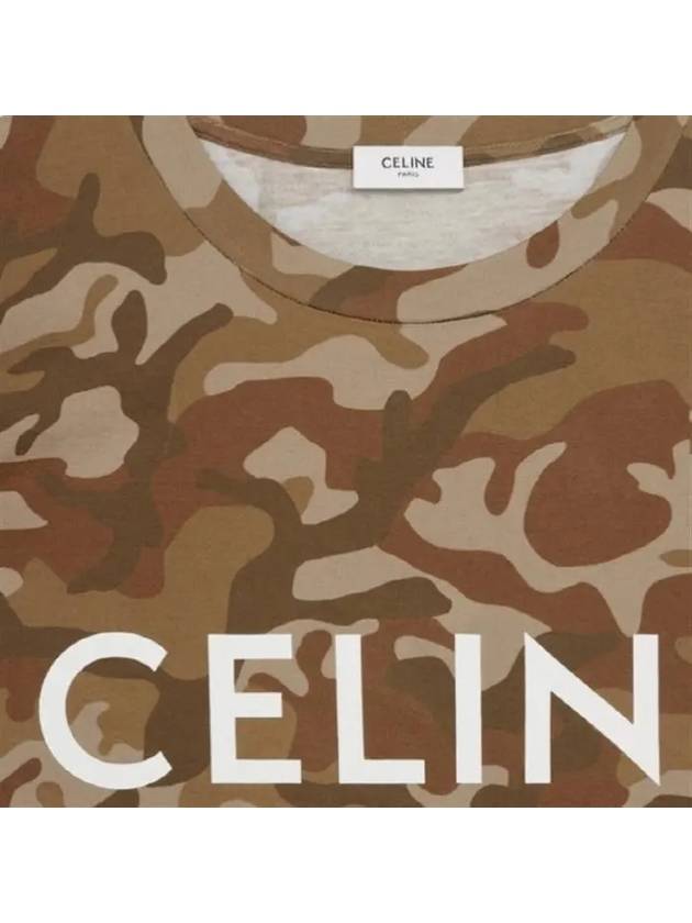 Logo Camo Washed Jersey Short Sleeve T-Shirt Brown - CELINE - BALAAN 4