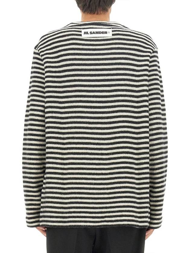 Logo Patch Striped Wool T-Shirt J47GC0114J20077 - JIL SANDER - BALAAN 4