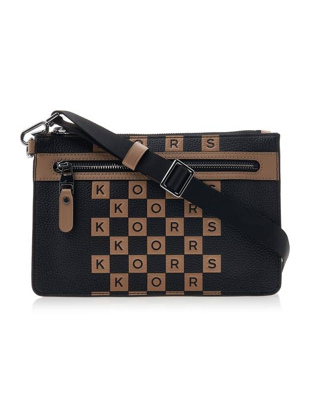 Hudson Checkerboard Logo Pebbled Leather Messenger Bag Black - MICHAEL KORS - BALAAN 2