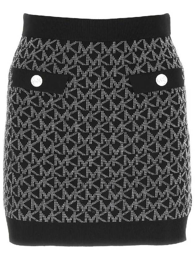 Michael Kors Monogram Jacquard Knitted Skirt Size X Small - MICHAEL KORS - BALAAN 1