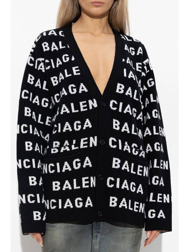 All-Over Logo Wool Cardigan Black - BALENCIAGA - BALAAN 4