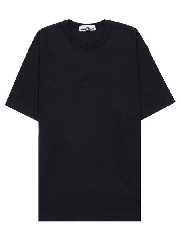 Garment Dyed Embroidered Logo Short Sleeve T-Shirt Black - STONE ISLAND - BALAAN 2