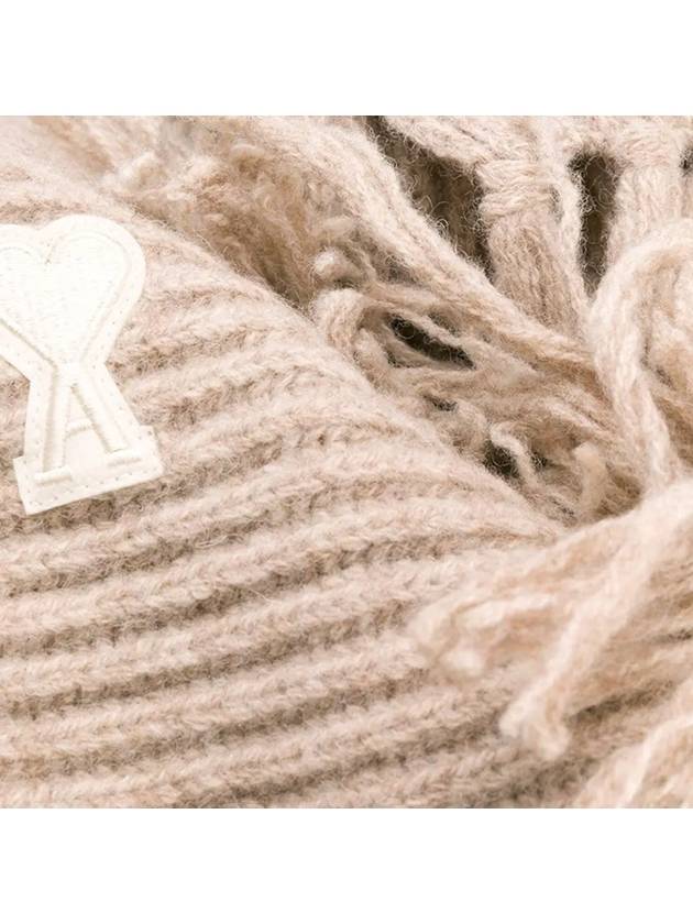 Heart logo patch wool muffler beige - AMI - BALAAN.