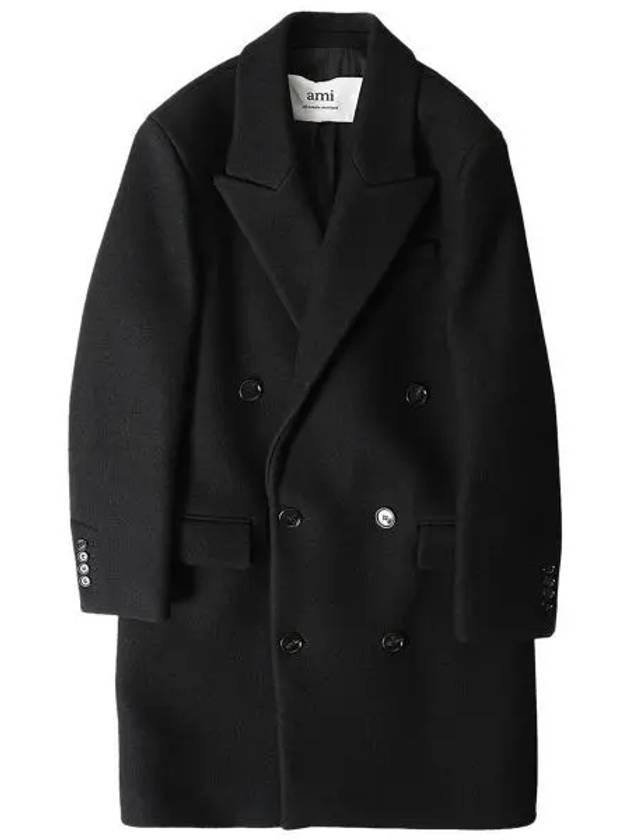 Crossover Wool Double Coat Black - AMI - BALAAN 2