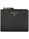 Small Saffiano Half Wallet Black - PRADA - BALAAN 3