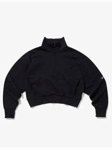 UBF Crop Half Zip up Sweatshirt Women s Black HI6321 - REEBOK - BALAAN 1