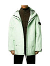 Men's Cocoon Logo Patch Parka Light Green - STONE ISLAND - BALAAN 3