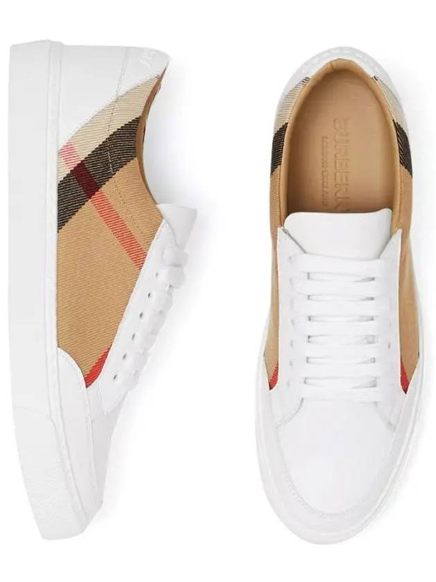 Women's House Check Leather Low Top Sneakers White - BURBERRY - BALAAN 2