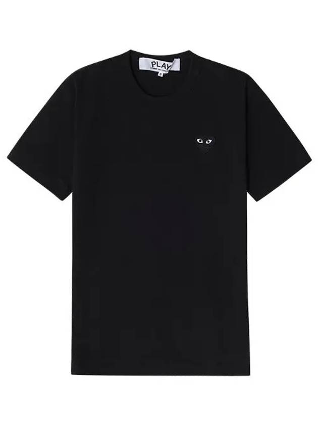 P1T064 1 PLAY Black Heart Waffen Men s Short Sleeve T Shirt - COMME DES GARCONS - BALAAN 4