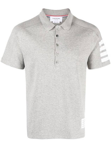 4 Bar Stripe Polo Shirt Grey - THOM BROWNE - BALAAN 1