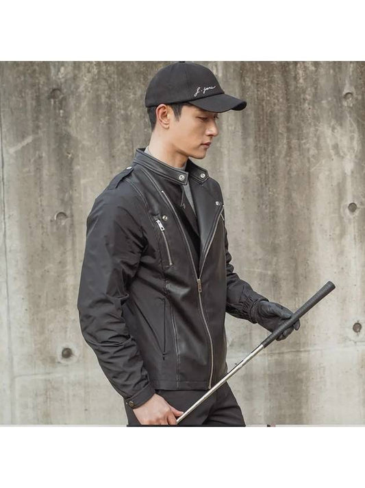 Golf Wear Leather Windbreaker Black - J JANE - BALAAN 1