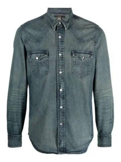 RRL Denim Long Sleeve Shirt Blue - POLO RALPH LAUREN - BALAAN 2