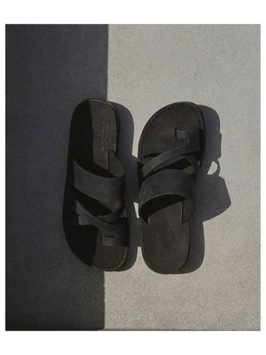 SANDALS NO 8 THE GOOD SHEPHERD BLACK NUBUCK Unisex - JERUSALEM - BALAAN 1