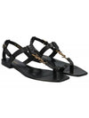 Cassandra Smooth Leather Flat Sandals Black - SAINT LAURENT - BALAAN 4