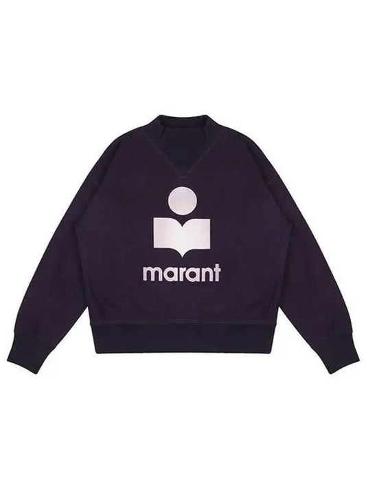 23FW SW0003FA A3M56E 86DU Moby Velvet Logo Sweatshirt Dark Plum 997127 - ISABEL MARANT - BALAAN 1