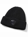 Lens Wappen Extra Fine Merino Wool Beanie Black - CP COMPANY - BALAAN 2