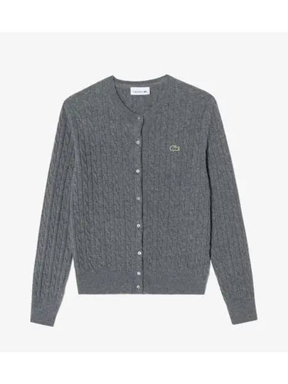 Cable crew neck cardigan gray - LACOSTE - BALAAN 2