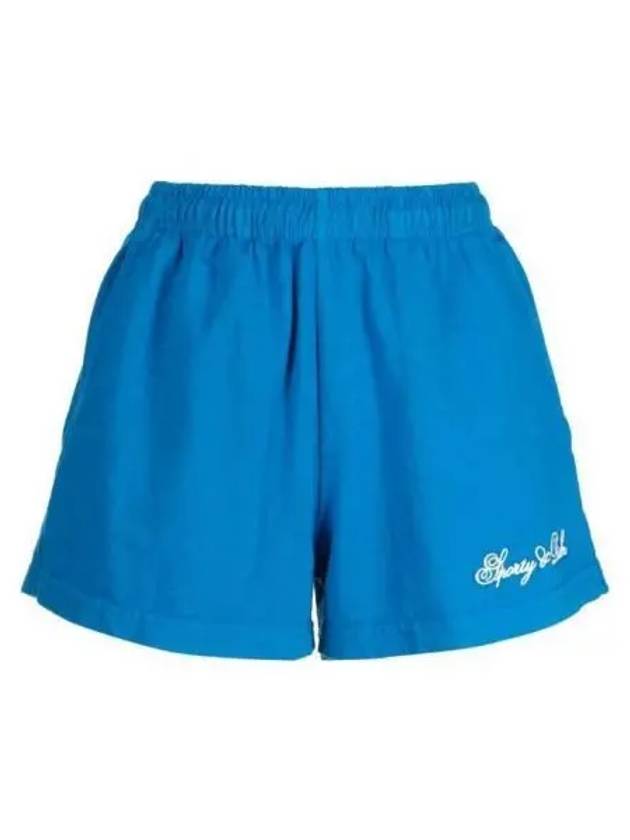 Logo Print Banded Waist Shorts Blue - SPORTY & RICH - BALAAN 2