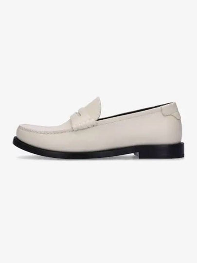 Le Loafer Penny Slippers In Smooth Leather Pearl - SAINT LAURENT - BALAAN 2