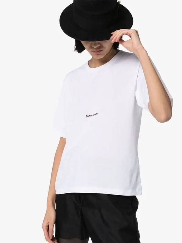 Rive Gauche Short Sleeve T-Shirt White - SAINT LAURENT - BALAAN 4