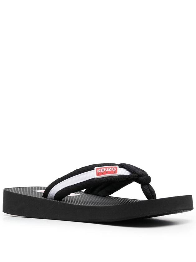 Logo Patch Striped Flip Flops Black - KENZO - BALAAN 3