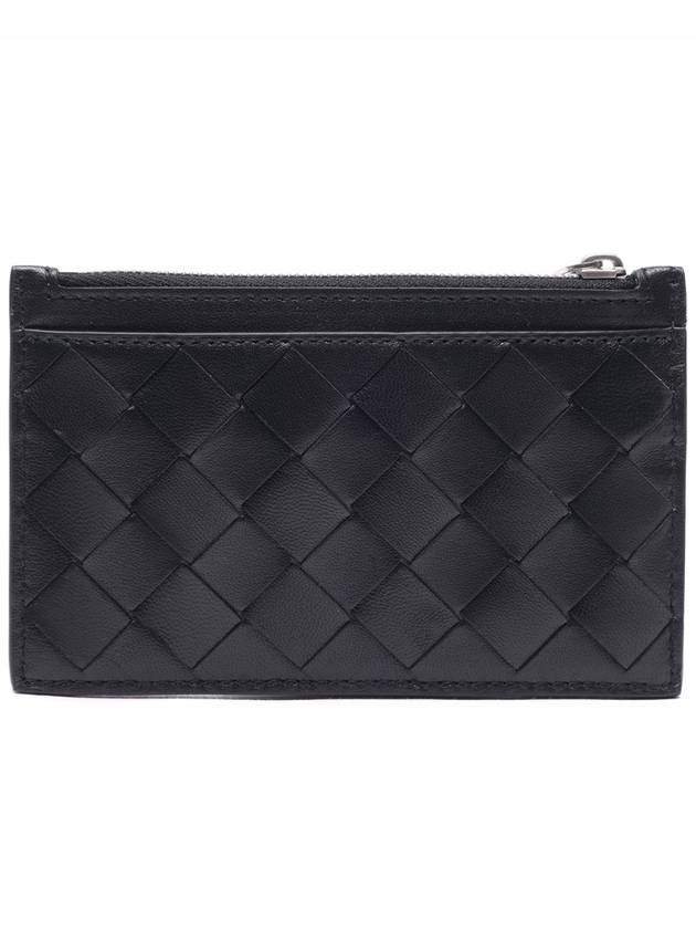 Intrecciato Zipper Single Card Wallet Black - BOTTEGA VENETA - BALAAN 5