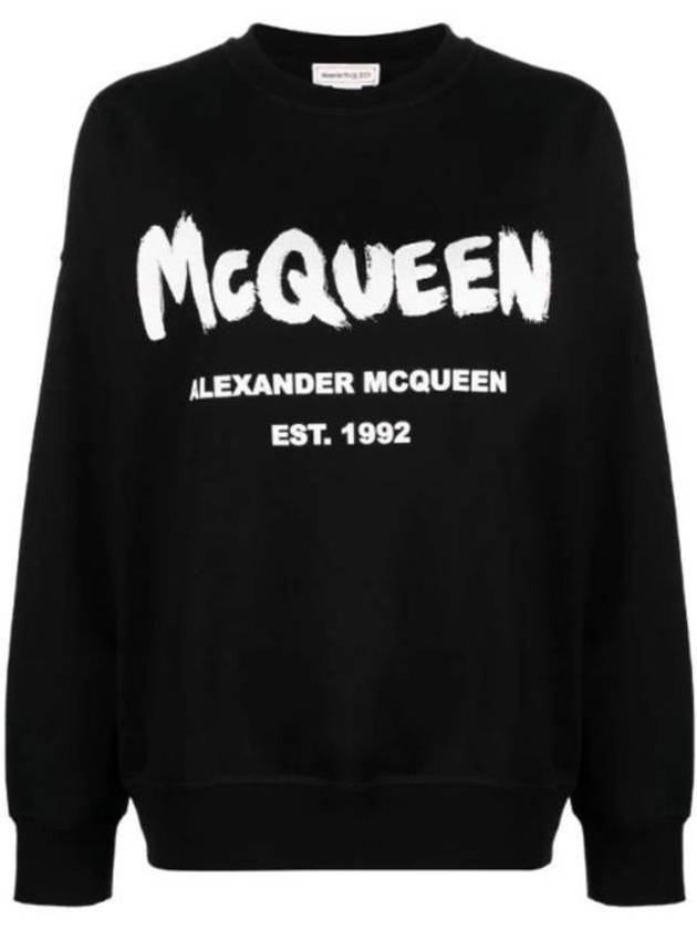 Logo Print Cotton Sweatshirt Black - ALEXANDER MCQUEEN - BALAAN 2