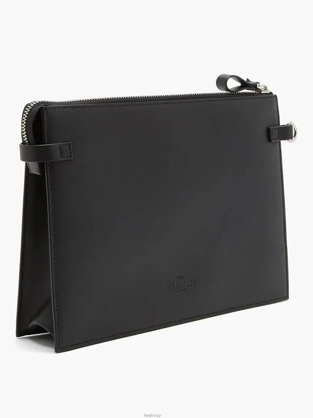 VLTN Logo Strap Handle Clutch Bag Black - VALENTINO - BALAAN 3