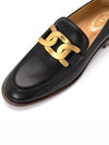 Women's Gold Logo Chain Leather Loafers Black - TOD'S - BALAAN 8