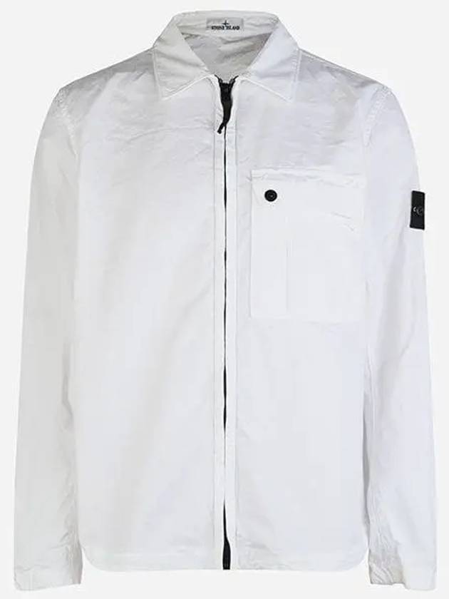 Old Treatment Garment Dyed Overshirt Jacket White - STONE ISLAND - BALAAN 2