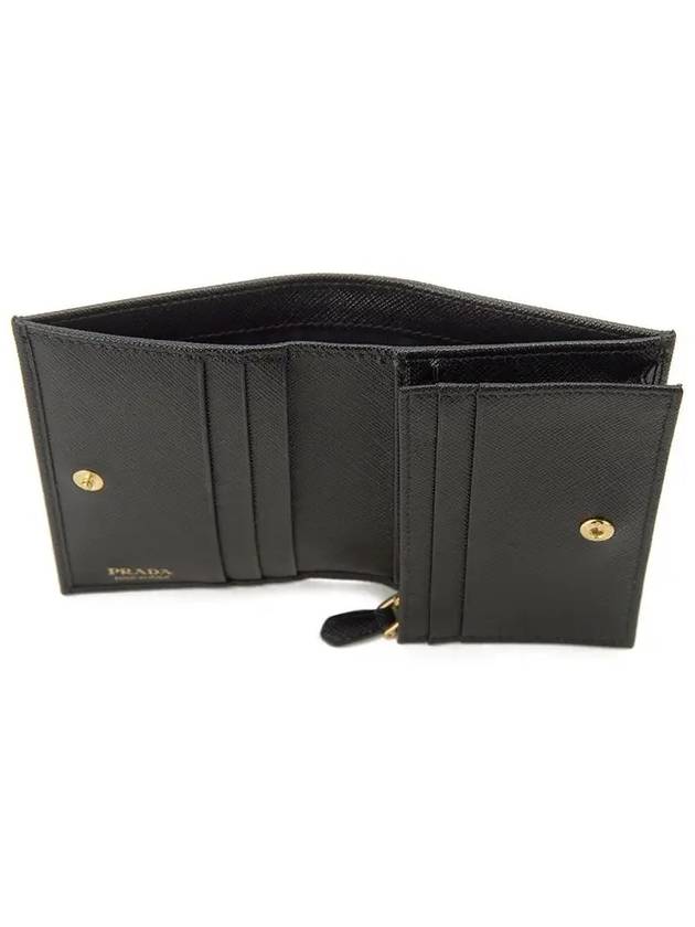 Small Saffiano Leather Half Wallet Black - PRADA - BALAAN 4