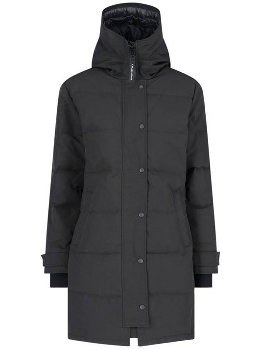 Women's Shelburne Logo Patch Hooded Parka Black - CANADA GOOSE - BALAAN.