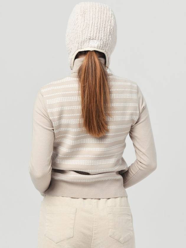 Women’s Houndstooth Double-sided Jacquard Beige Turtleneck Knit DO6222TL21 1 - DOYOUKNOWMC GOLF WEAR - BALAAN 5